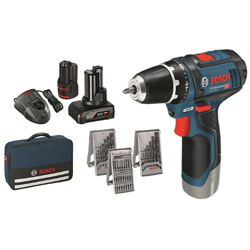 Borrskruvdragare BOSCH GSR 12 V-15 med tillbehör